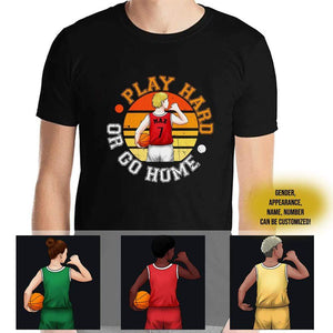 GeckoCustom Play Hard Or Go Home Basketball, Basketball Girl Shirt