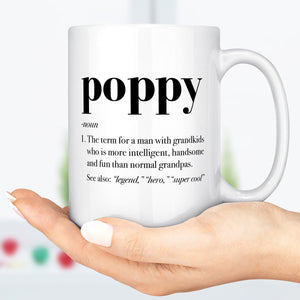 GeckoCustom Poppy Definition Mug, Poppy Defined Coffee Cup Funny Christmas Birthday Gift Idea For Grandpa Fathers Day Present Grandfather C387