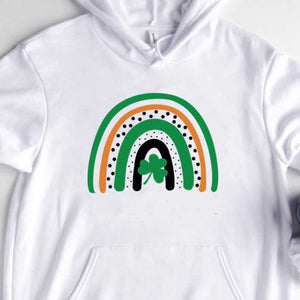 GeckoCustom Rainbow Shamrock Irish Custom Shirt Pullover Hoodie / White Colour / S