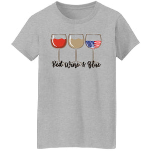 GeckoCustom Red Wine & Blue 4th of July Ladies Shirt H398 Women T-Shirt / Sport Grey / S