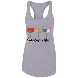 GeckoCustom Red Wine & Blue 4th of July Ladies Shirt H398 Women Tank Top / Heather Grey / X-Small