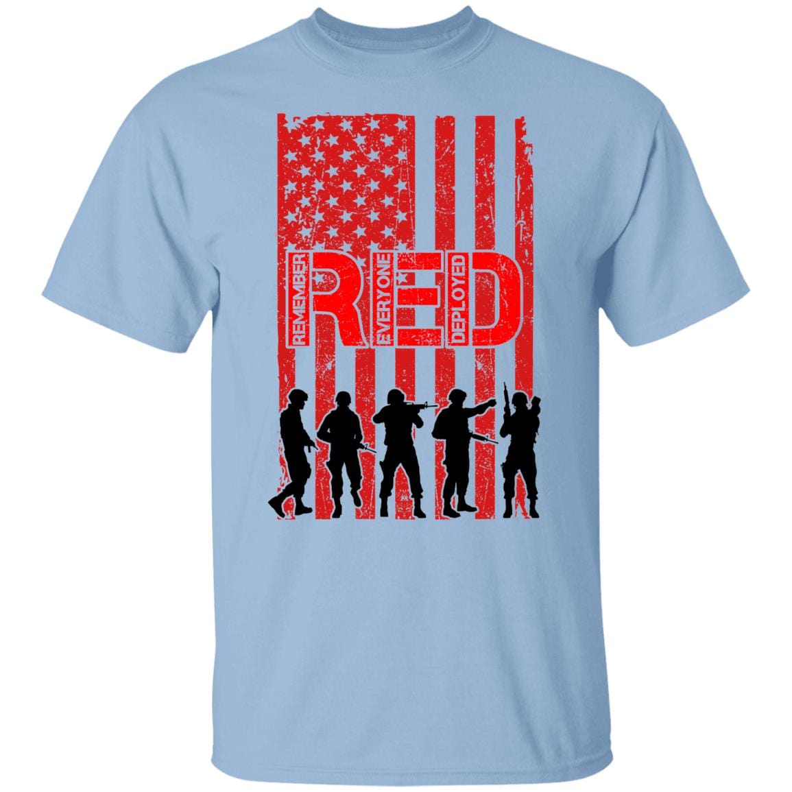 GeckoCustom Remember Everyone Deployed Red Friday American Flag Military 4th Of July Shirt H397 Basic Tee / Light Blue / S