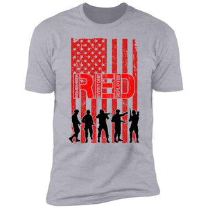 GeckoCustom Remember Everyone Deployed Red Friday American Flag Military 4th Of July Shirt H397 Premium Tee / Heather Grey / S