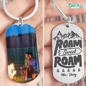 GeckoCustom Roam Sweet Roam Camping Metal Keychain HN590 No Gift box / 1.77" x 1.06"