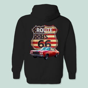 GeckoCustom Route US 66 America Flag Car Back Shirt N304 HN590