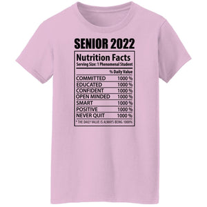 GeckoCustom senior 2022 CC Senior 2022 Nutrition Facts G500L Ladies' 5.3 oz. T-Shirt / Light Pink / S