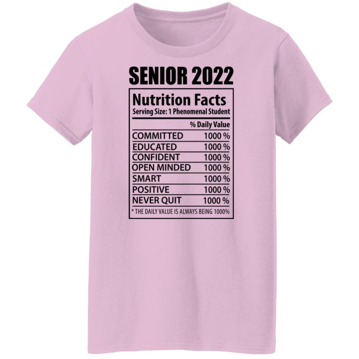 GeckoCustom senior 2022 CC Senior 2022 Nutrition Facts G500L Ladies' 5.3 oz. T-Shirt / Light Pink / S