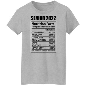 GeckoCustom senior 2022 CC Senior 2022 Nutrition Facts G500L Ladies' 5.3 oz. T-Shirt / Sport Grey / S