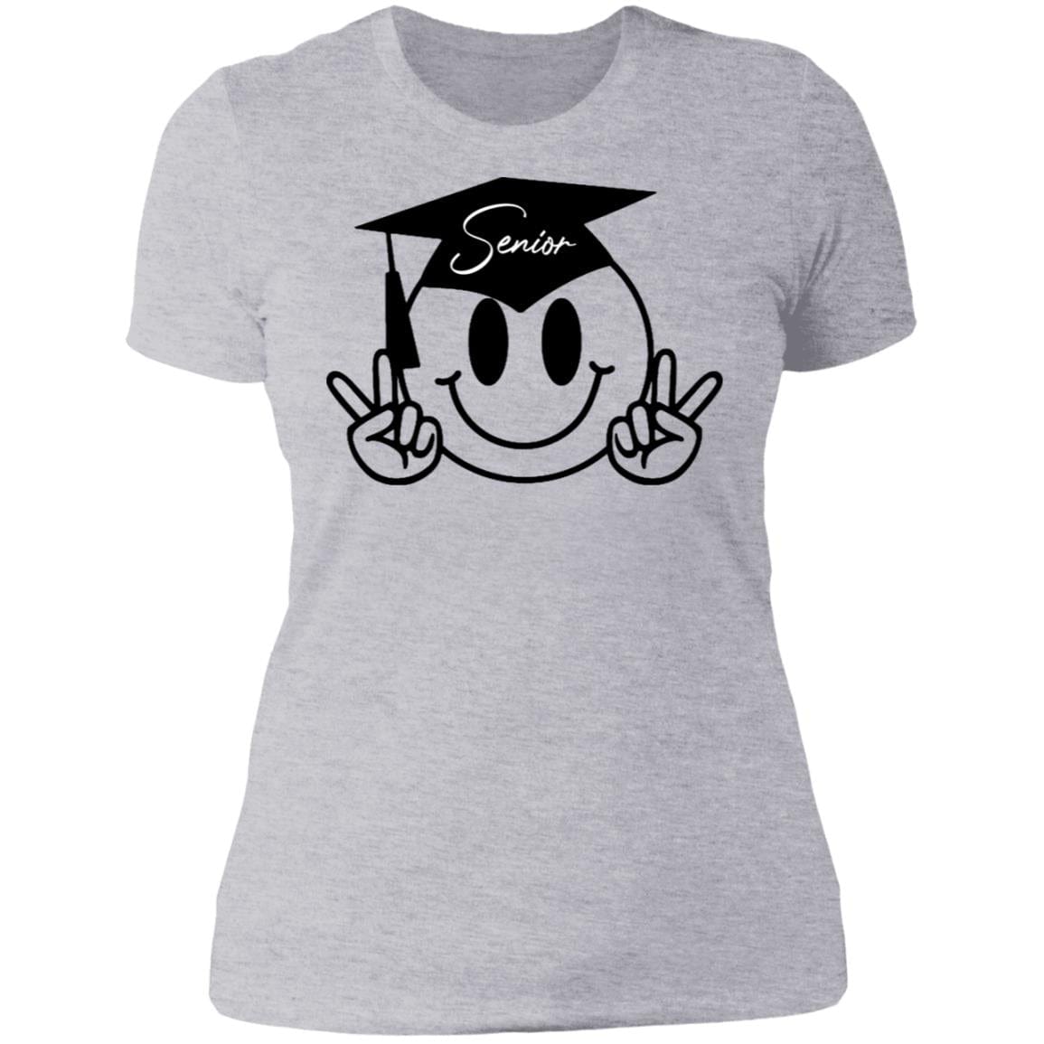 GeckoCustom senior smile icon White Senior Women Tee / Heather Grey / X-Small