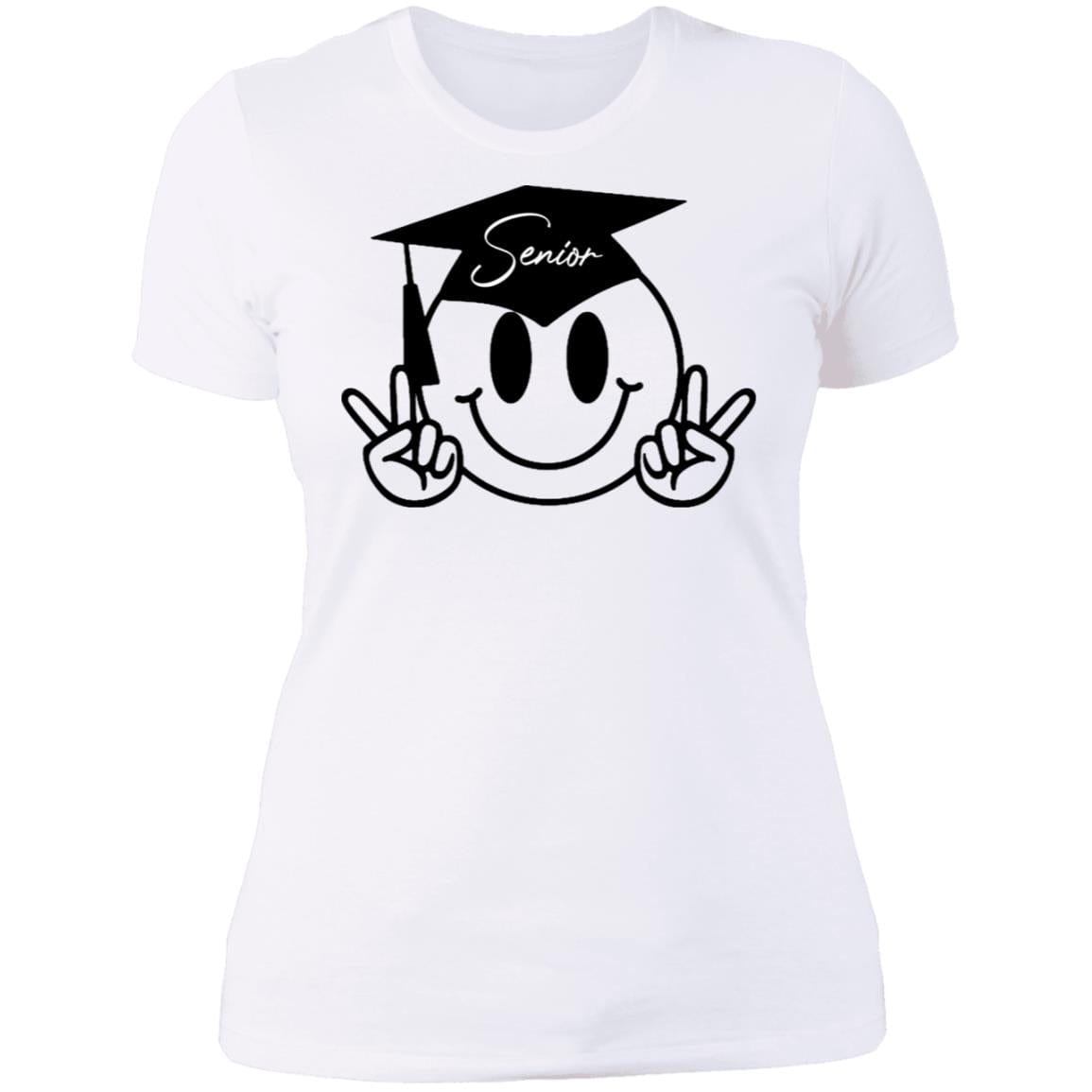 GeckoCustom senior smile icon White Senior Women Tee / White / X-Small