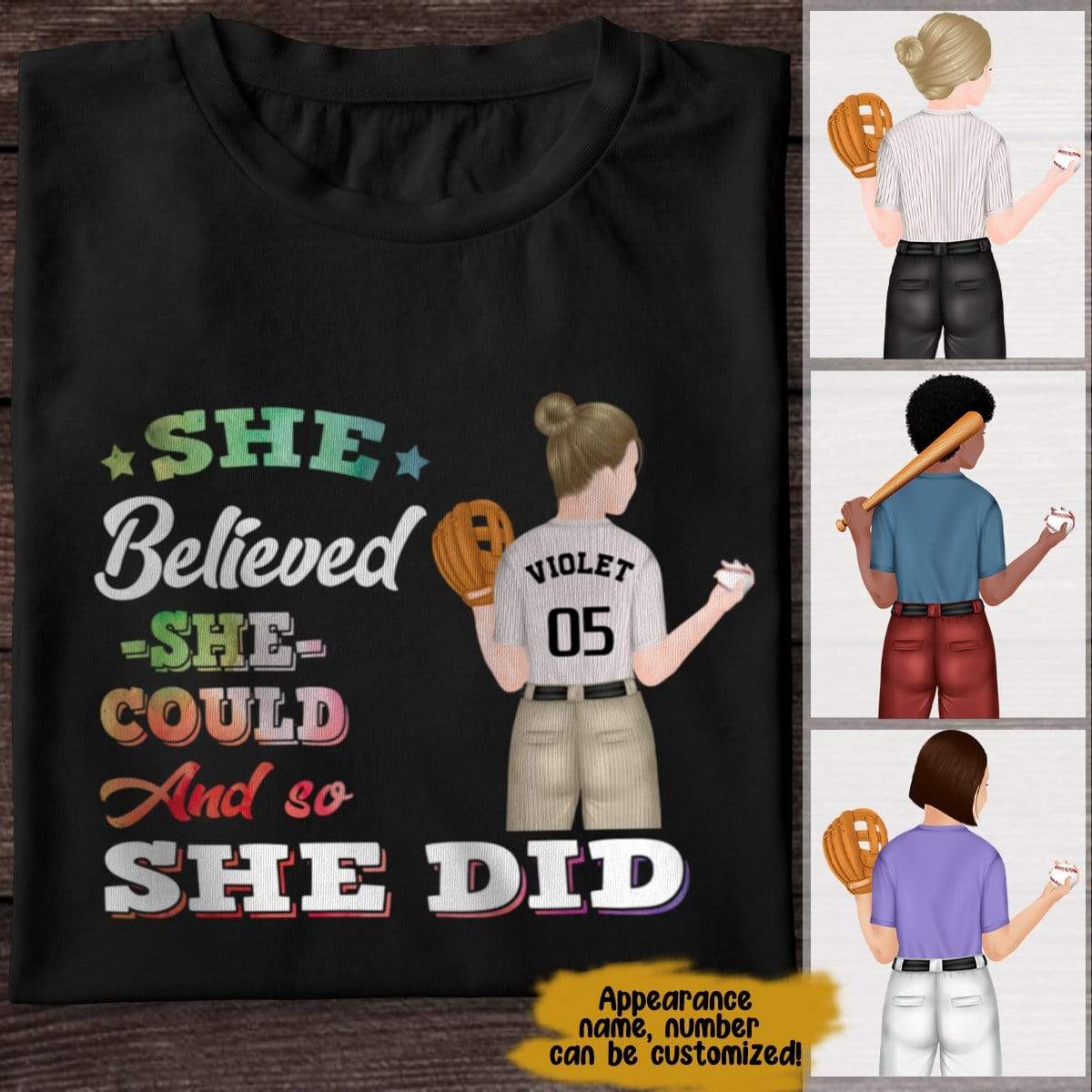 GeckoCustom She Believed She Could So She Did Softball Girl Shirt