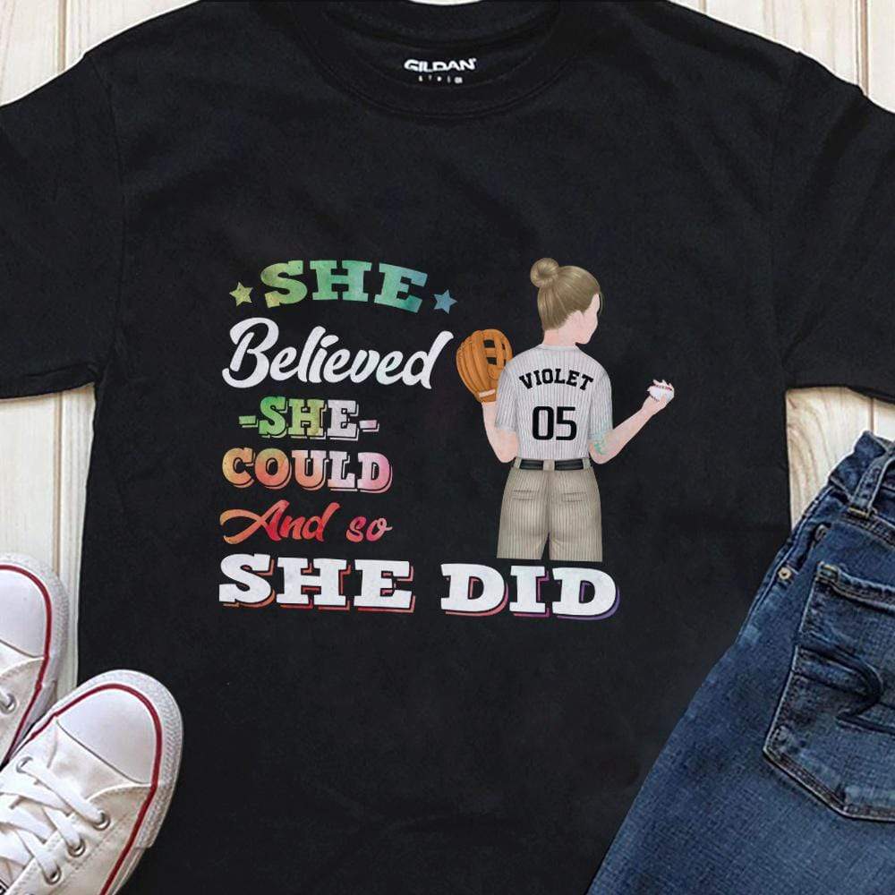 GeckoCustom She Believed She Could So She Did Softball Girl Shirt