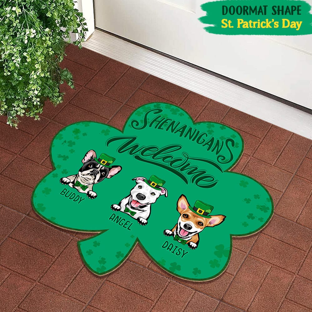 GeckoCustom Shenanigans Welcome Dog Doormat shape HN590