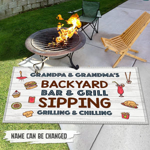 GeckoCustom Sipping, Grilling & Chilling Camping Patio Rug, Patio Mat HN590