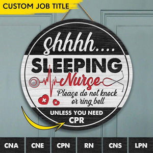 GeckoCustom Sleeping Nurse Don't Knock Unless You Need Nurse Wooden Door Sign HN590 18 Inches