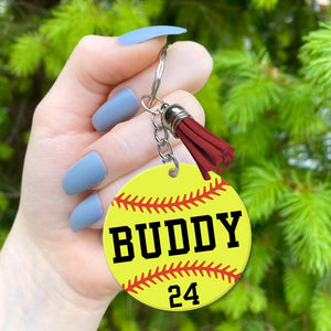 GeckoCustom Softball Acrylic Keychain, Custom Name Keychain, HN590 50mm x 50mm / 1 Piece