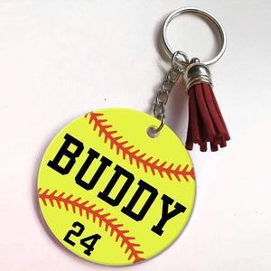 GeckoCustom Softball Acrylic Keychain, Custom Name Keychain, HN590