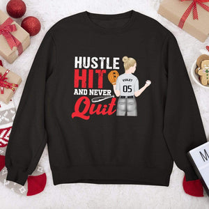 GeckoCustom Softball Shirt, Hustle Hit And Never Quit, Softball Girl Shirt