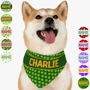 GeckoCustom St. Patrick's Day Custom Name Bandana Personalized Dog Cat Pet Bandana C618V1