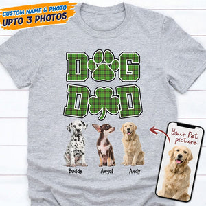 GeckoCustom St.Patricks Day Custom Photo Dog Dad Shamrock Shirt K228 HN590