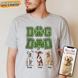 GeckoCustom St.Patricks Day Custom Photo Dog Dad Shamrock Shirt K228 HN590