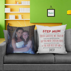 GeckoCustom Step Mom Forever Grateful Stepmother Family Throw Pillow HN590