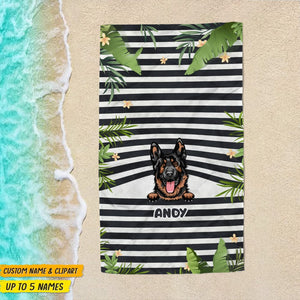 GeckoCustom Summer Horizontal Line Dog Clipart Hawaiian Beach Towel N369 HN590