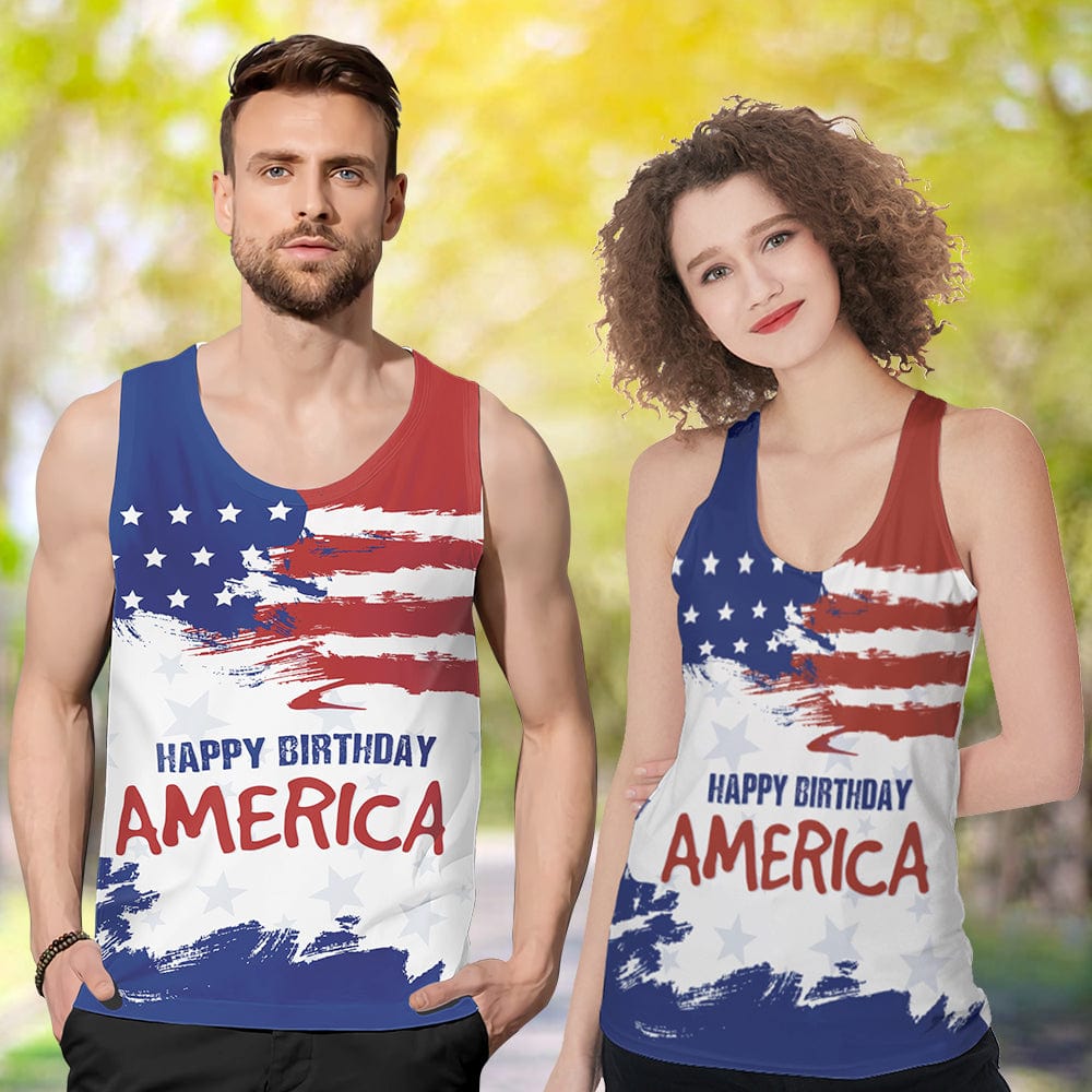 GeckoCustom The America Flag America Tanktop, HN590