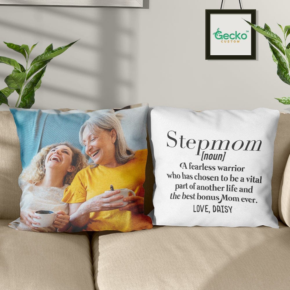 GeckoCustom The Best Bonus Mom Ever Stepmother Family Throw Pillow HN590 14x14 in / Pack 1