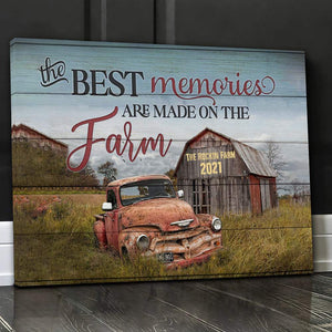 GeckoCustom The Best Memories Are Made On The Farm Canvas, Farmer Gift, HN590 18 x 12 Inch / Satin Finish: Cotton & Polyester