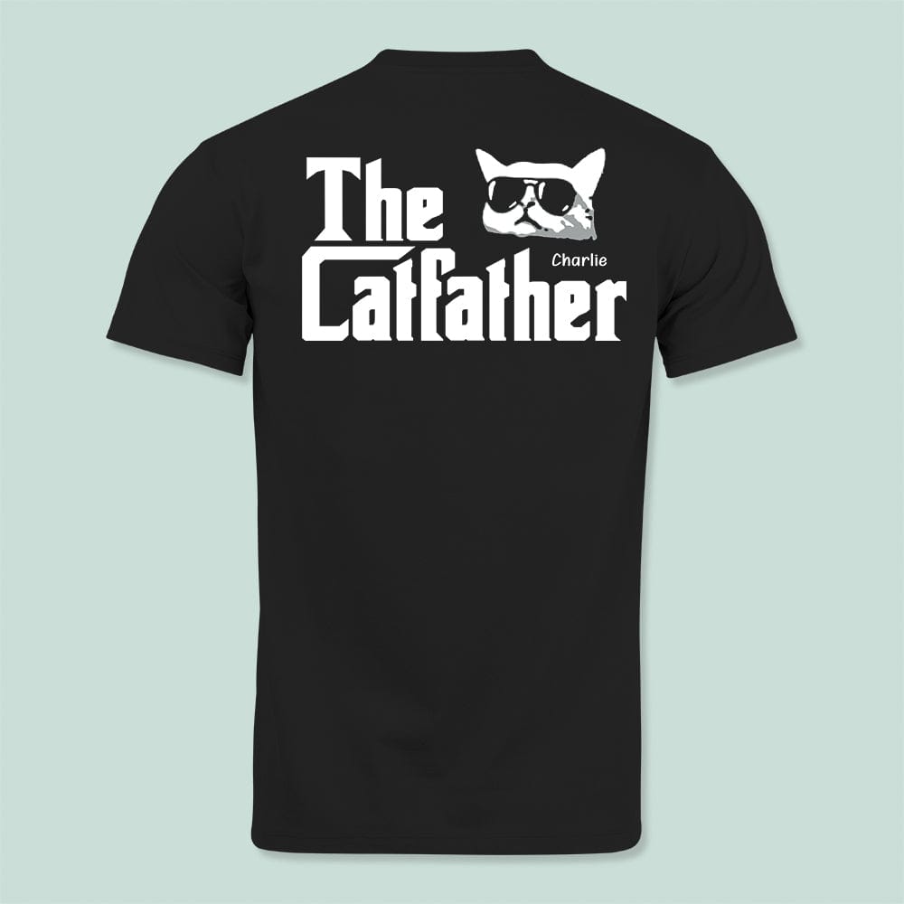 GeckoCustom The Catfather Personalized Custom Cat Dad Back Shirt N304 889129 Basic Tee / Black / S