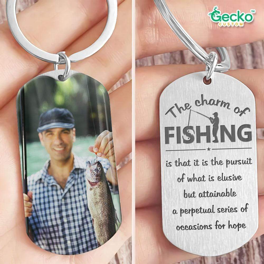 GeckoCustom The Charm Of Fishing Outdoor Metal Keychain HN590 No Gift box / 1.77" x 1.06"