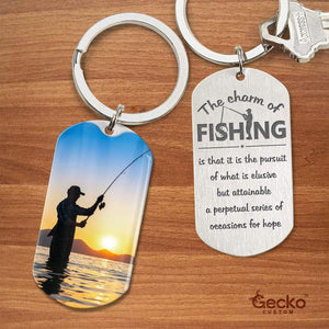 GeckoCustom The Charm Of Fishing Outdoor Metal Keychain HN590