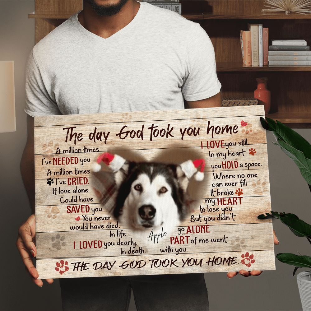 GeckoCustom The Day God Took You Home Dog Cat Memorial Print Canvas 12"x8"