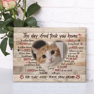 GeckoCustom The Day God Took You Home Dog Cat Memorial Print Canvas