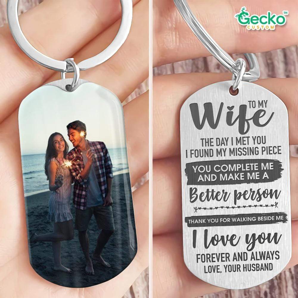 GeckoCustom The Day I Met You I Found My Missing Piece Couple Metal Keychain, Valentine Gift HN590 No Gift box / 1.77" x 1.06"