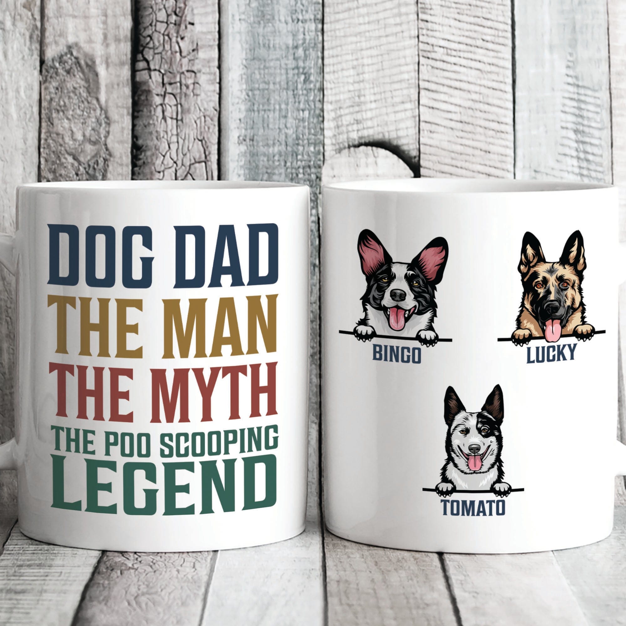 GeckoCustom The Dog Dad Poo Scooping Legend Personalized Custom Dog Mug C338 11oz