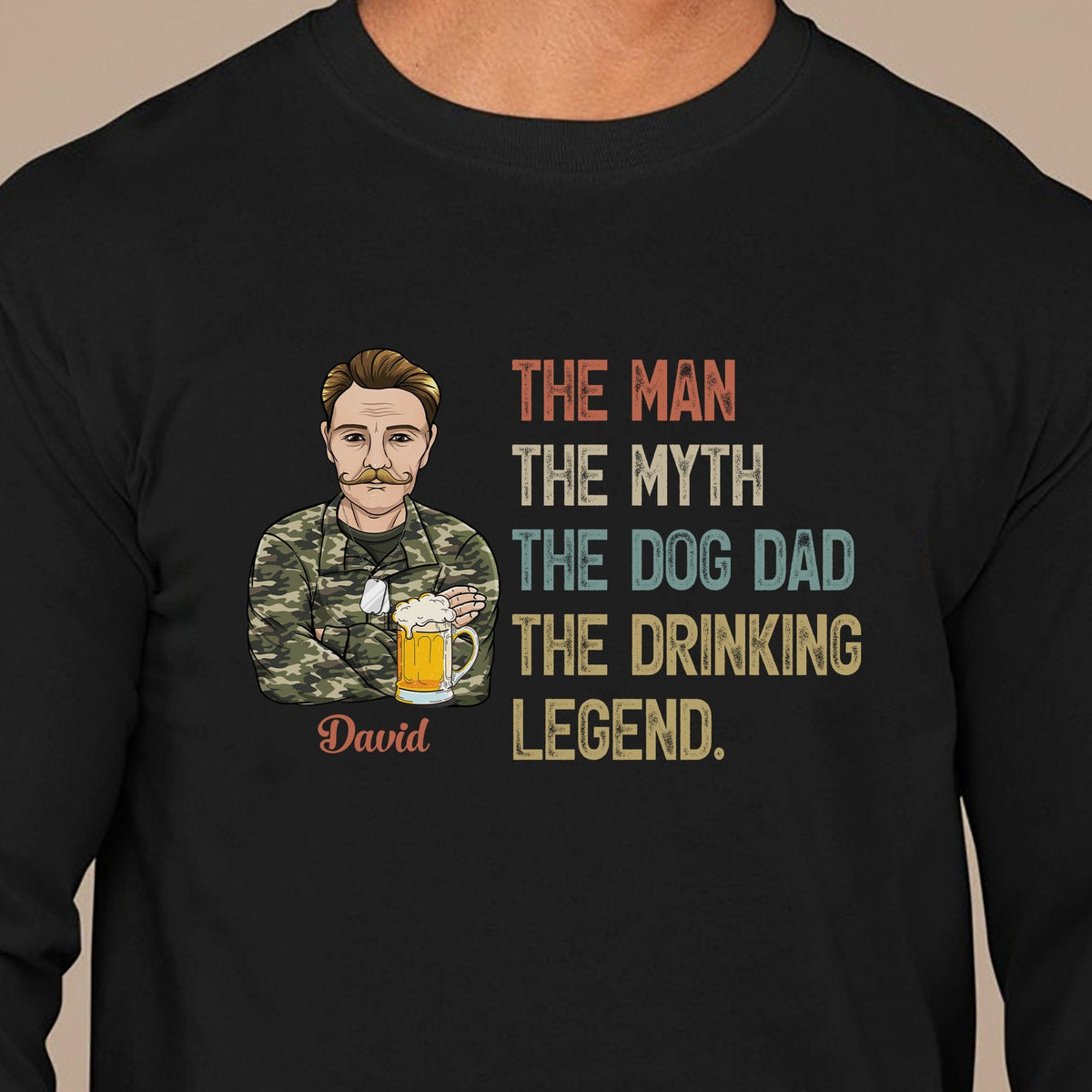 GeckoCustom The Dog Dad The Drinking Legend Personalized Custom Father's Day Birthday Shirt C328 Long Sleeve / Colour Black / S