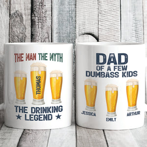 GeckoCustom The Drinking Legend Dad Of Dumbass Kids Personalized Custom Family Mug C323