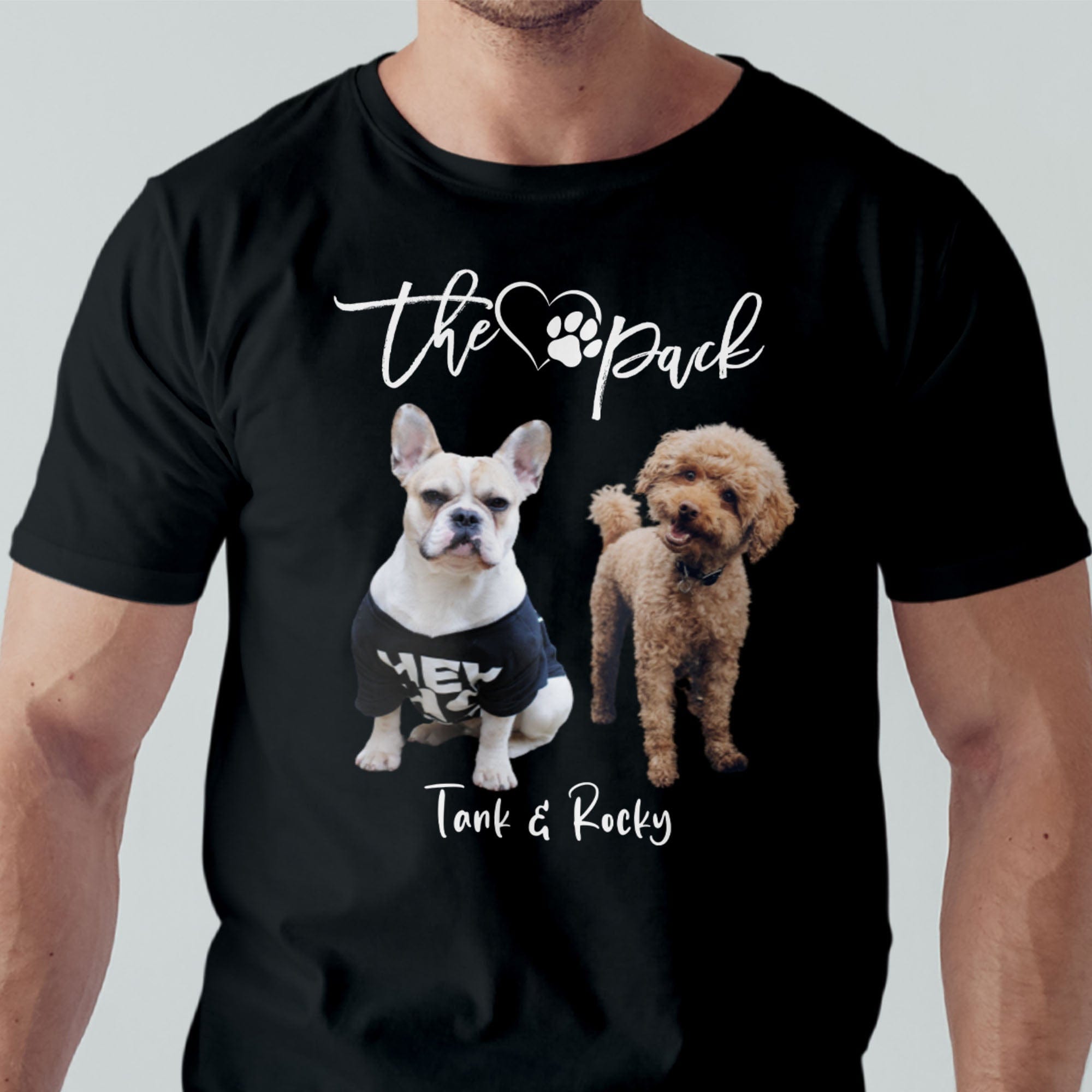 GeckoCustom The Pack Dog Cat Photo Shirt C189 Basic Tee / Black / S