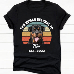 GeckoCustom This Human Belongs To Vintage Retro Photo Shirt, Personalized Custom Photo Dog Shirt H469