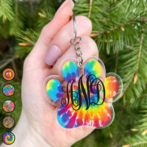 GeckoCustom Tie Dye Dog Keychain Custom Monogram Double Sided Design, Acrylic Keychain For Dog Lovers HN590 50mm x 50mm / 1 Piece