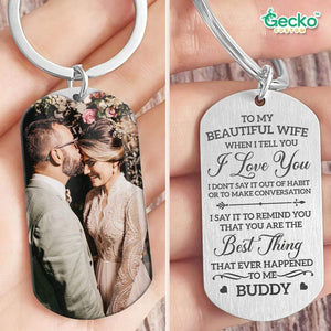 GeckoCustom To My Beautiful Wife Couple Metal Keychain HN590 No Gift box / 1.77" x 1.06"