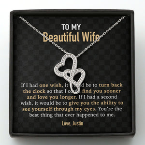 GeckoCustom To My Wife Girlfriend Personalized Message Card Necklace T63 Double Heart