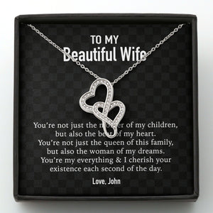 GeckoCustom To My Wife Girlfriend Personalized Message Card Necklace T88 Double Heart