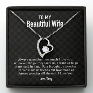 GeckoCustom To My Wife Girlfriend Personalized Message Card Necklace T90 Forever Love