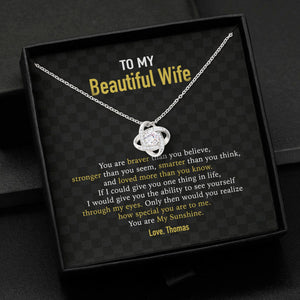 GeckoCustom To My Wife Girlfriend Personalized Message Card Necklace T91 Love Knot