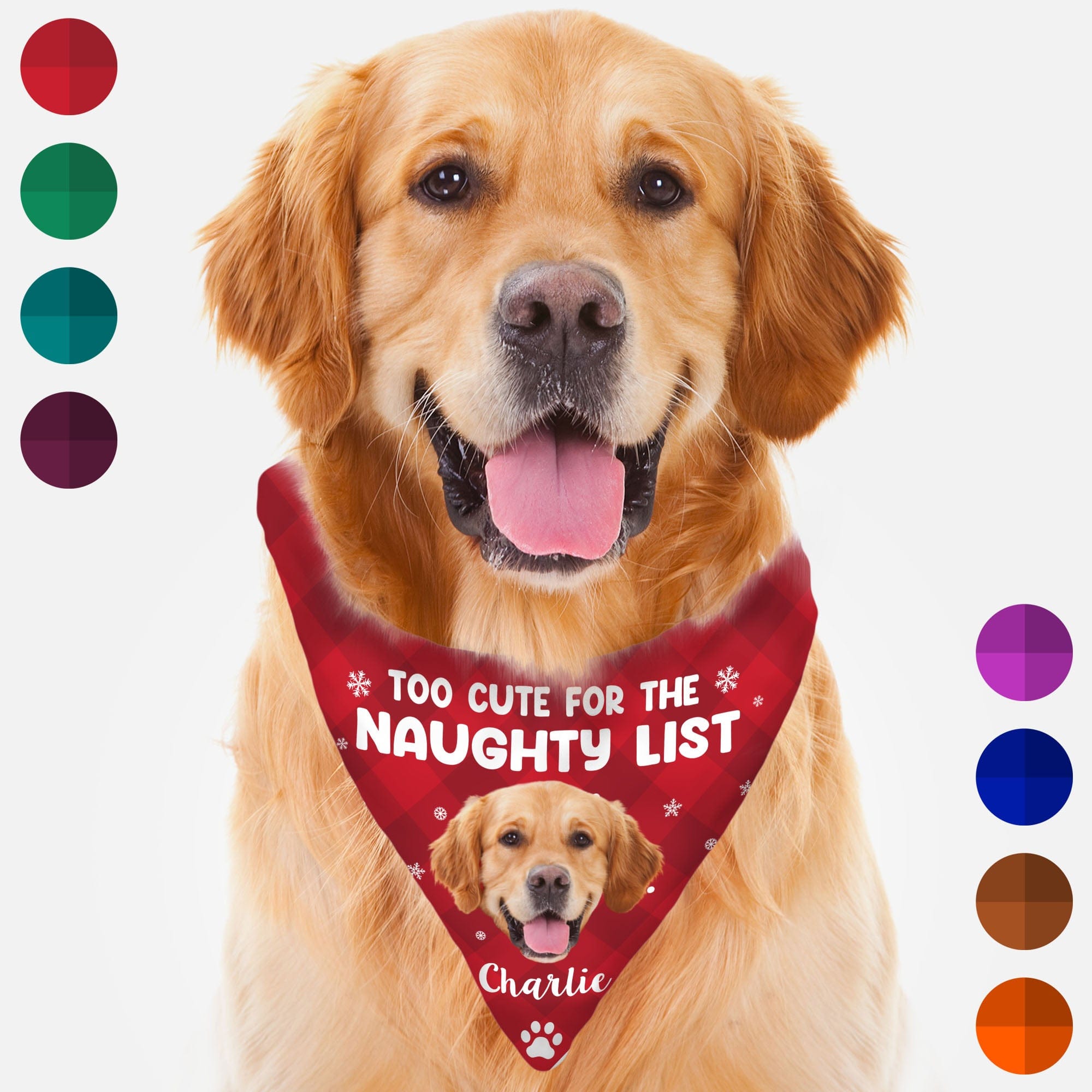 GeckoCustom Too Cute For The Naughty List Personalized Custom Photo Dog Bandana C577 23.5"x16"