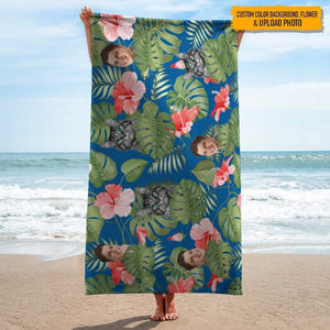 GeckoCustom Upload Cat Photo Beach Towel, N304 HN590