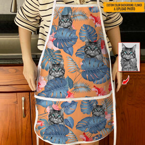 GeckoCustom Upload Cat Photo Hawaii Cotton Apron, N304 HN590